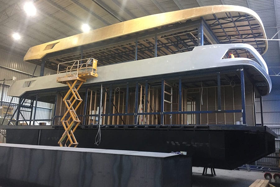houseboat being built